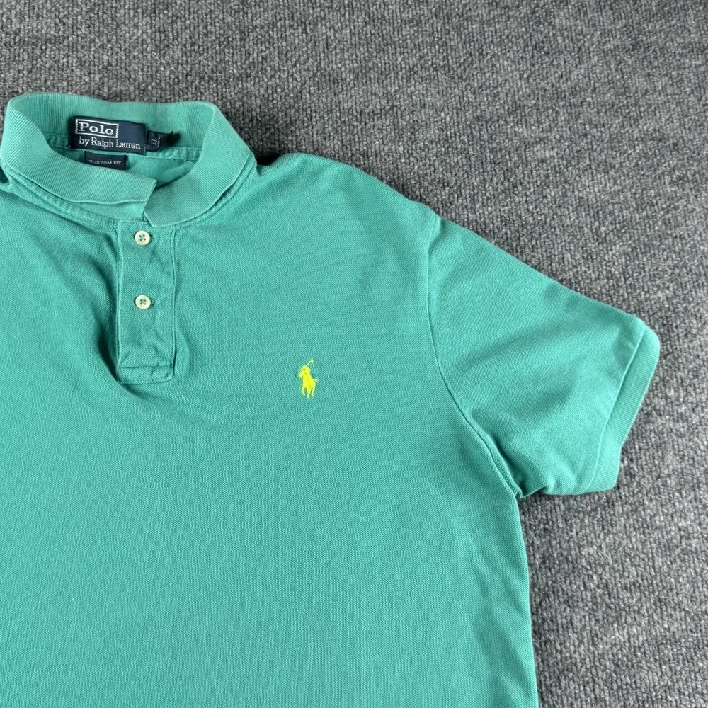 Polo Ralph Lauren Shirt Men XL Teal Short‎ Sleeve Button Down Cotton Custom Fit